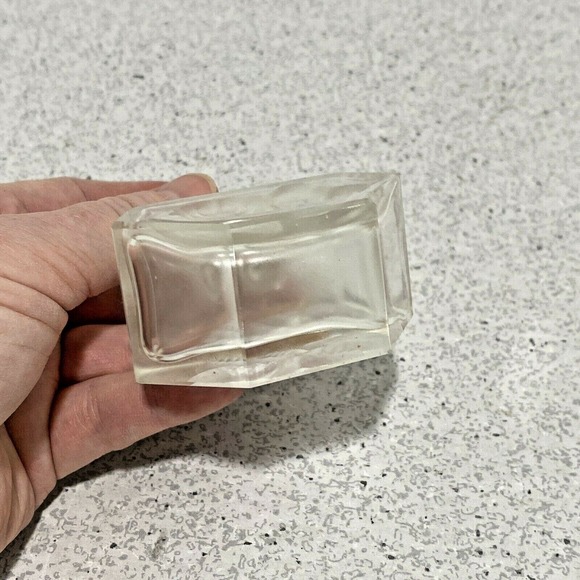 Vintage perfume bottle & stopper clear crystal & frosted glass scent container - Picture 8 of 10